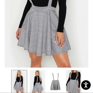 Plus Size Dogtooth Check Pinafore skirt